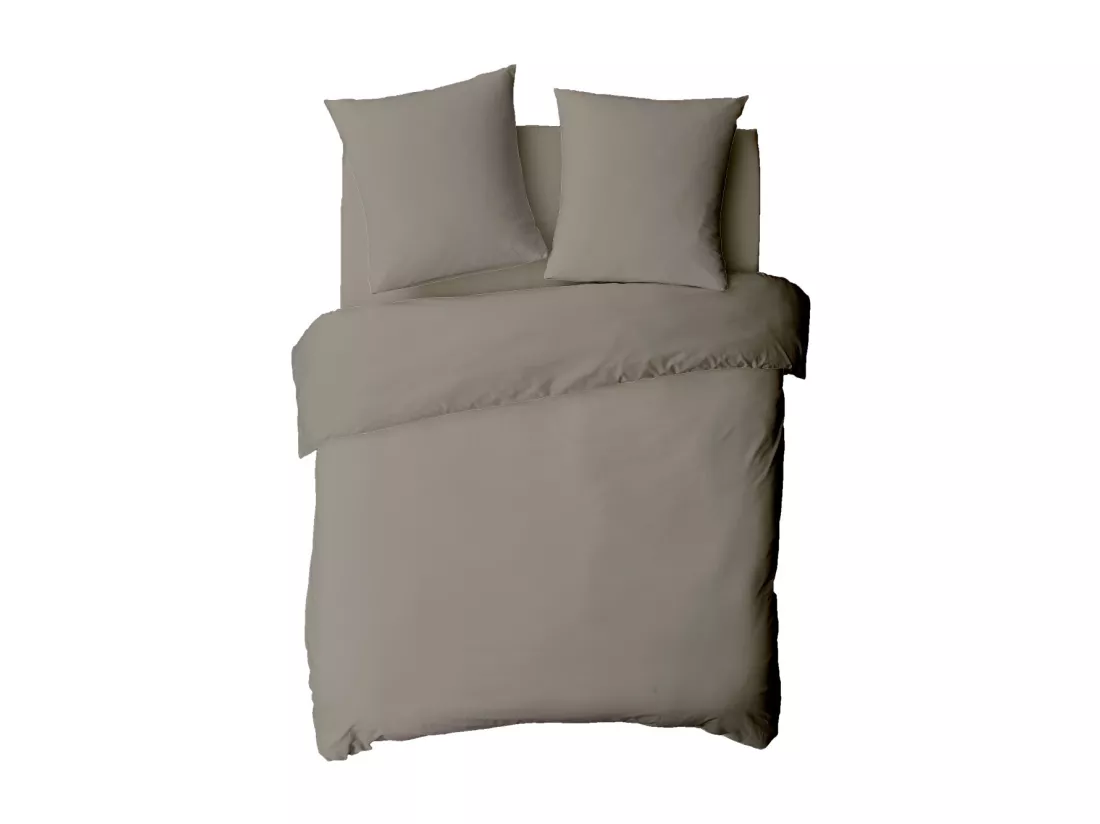 Housse de couette en coton 57 fils unie vison 240x220cm