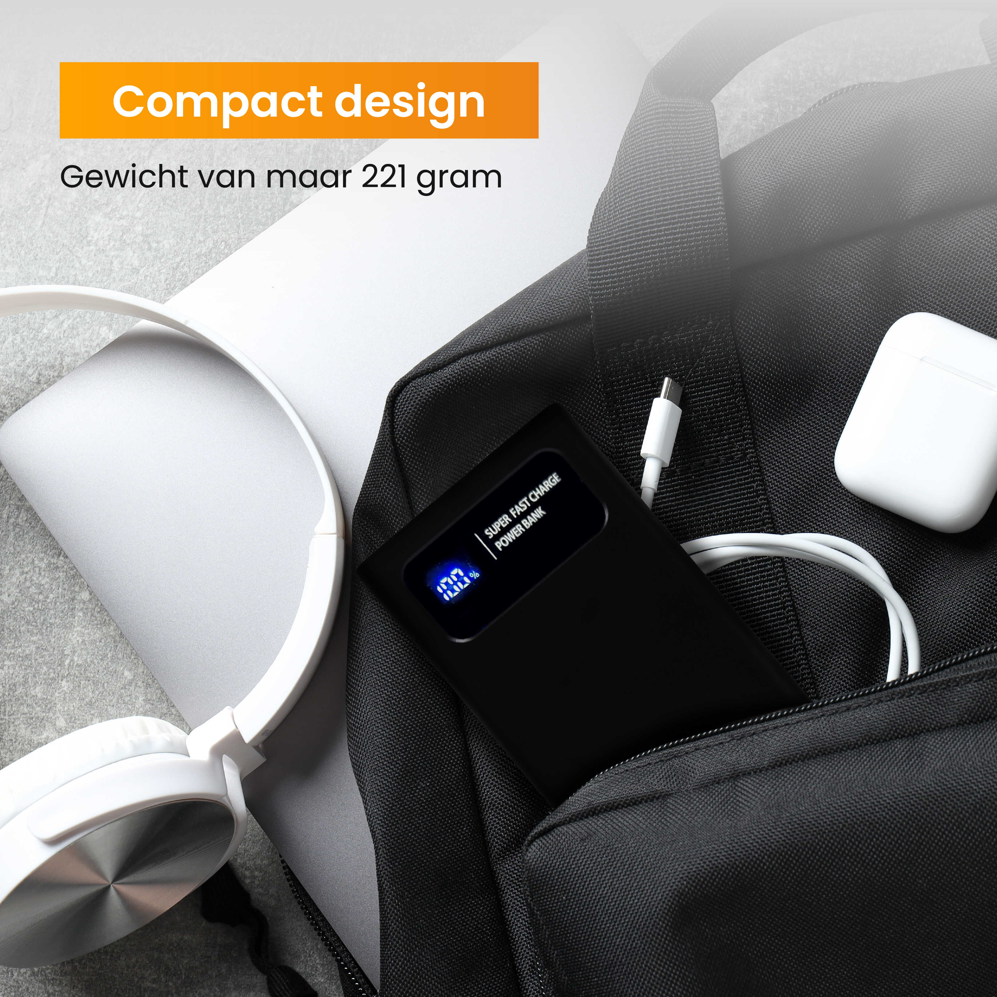 R2B 10.000 mAh Powerbank met LED Display