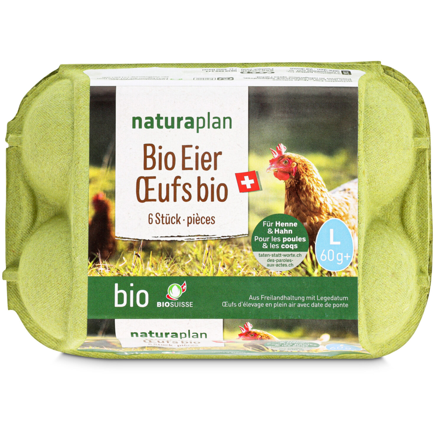 Naturaplan Bio Eier aus Freilandhaltung 60g+ 6 Stück