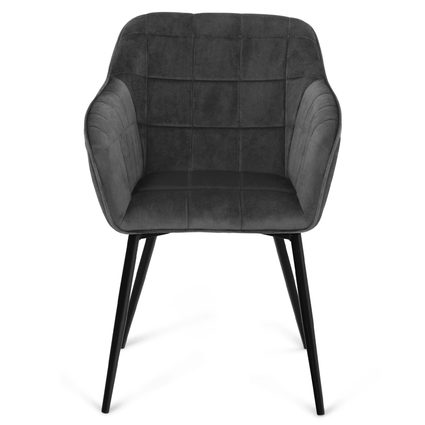 Lot de 2 chaises de salle à manger, fauteuils de table MADY en velours gris foncé