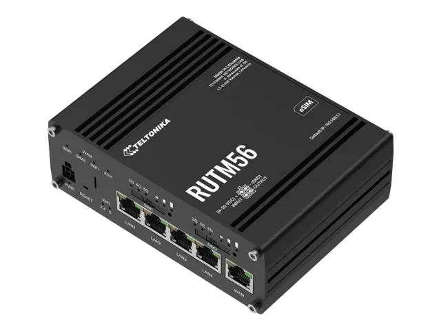 Teltonika RUTM56 - Trådløs router - mesh - WWAN 4-port switch - 1GbE - Wi-Fi 5 - Dual Band - 5G, 4G, 3G, 2G - DIN monterbar på skinne, væg-monterbar, overflademonterbar - for P/N: BAT120000000, PR1KC647, PR1KCI49, PR1KS536, PR1US540, PR2PP10B, PR3PXA