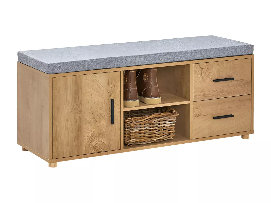 Banc de Rangement à Chaussure avec coussin rembourré 2 compartiments 1 porte et 2 tiroirs, FSR148-N