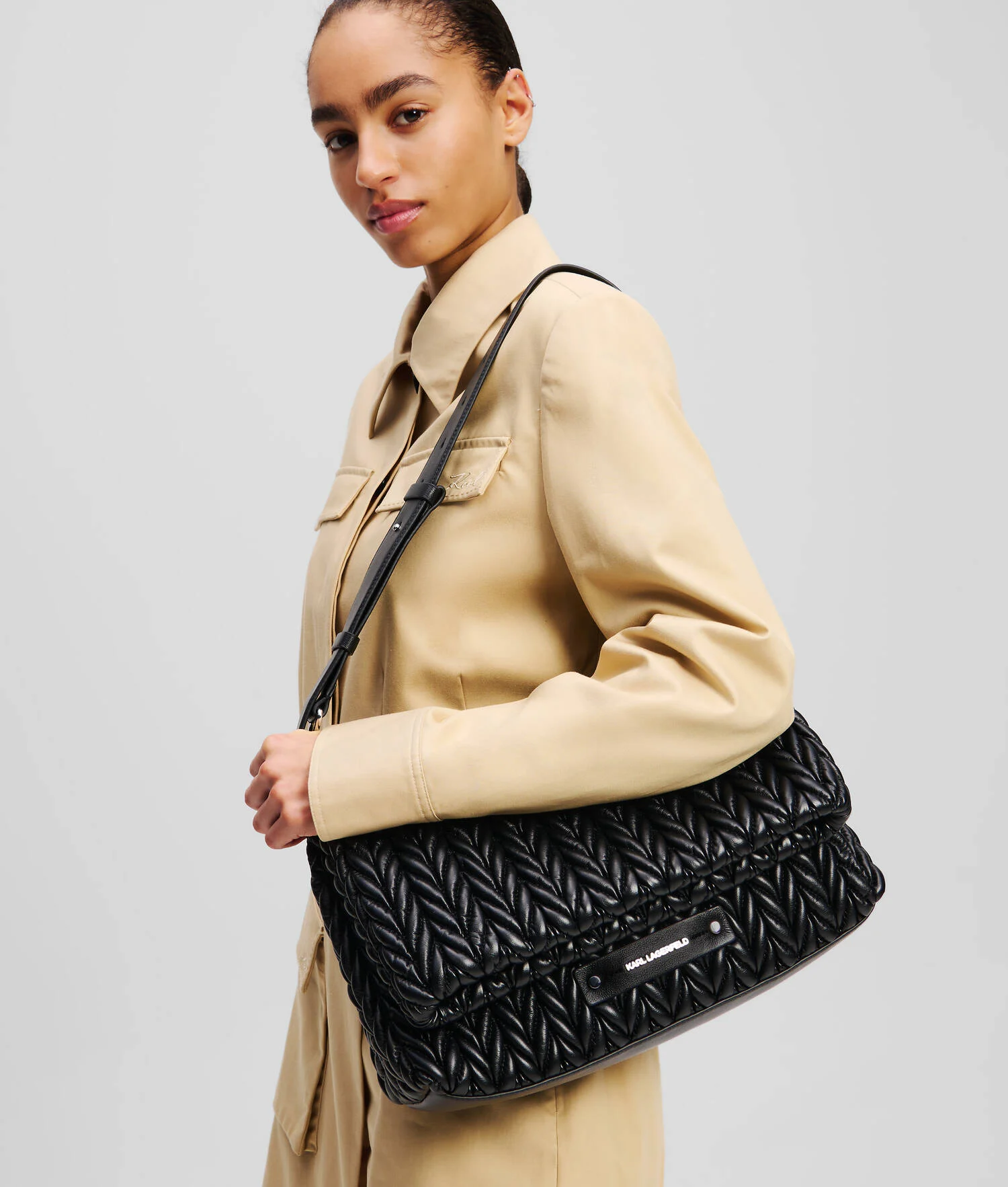 GRAND SAC PORTÉ ÉPAULE K/WEAVE - Noir-Nickel