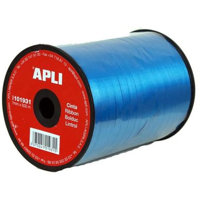 Apli Agipa - Bolduc lisse - ruban d'emballage 7 mm x 500 m - bleu