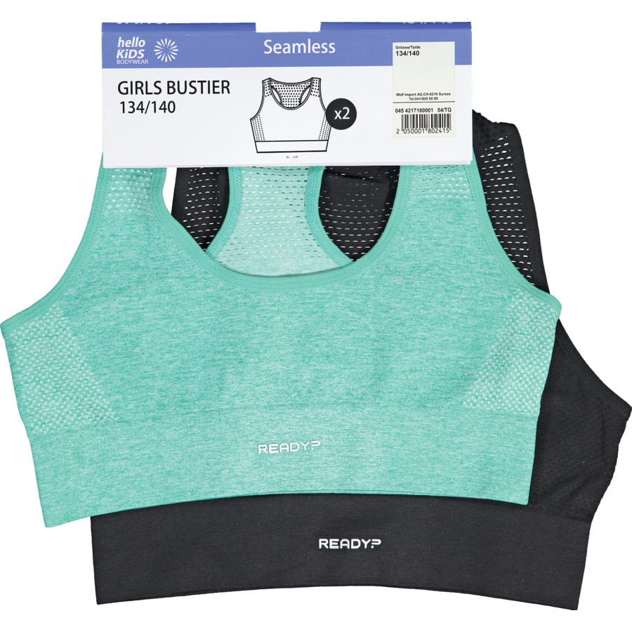 Mädchen-Bustier Rib seamless, 2 Stück