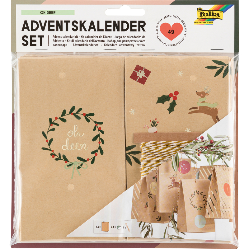 Folia Adventskalender-Set , Oh Deer, braun