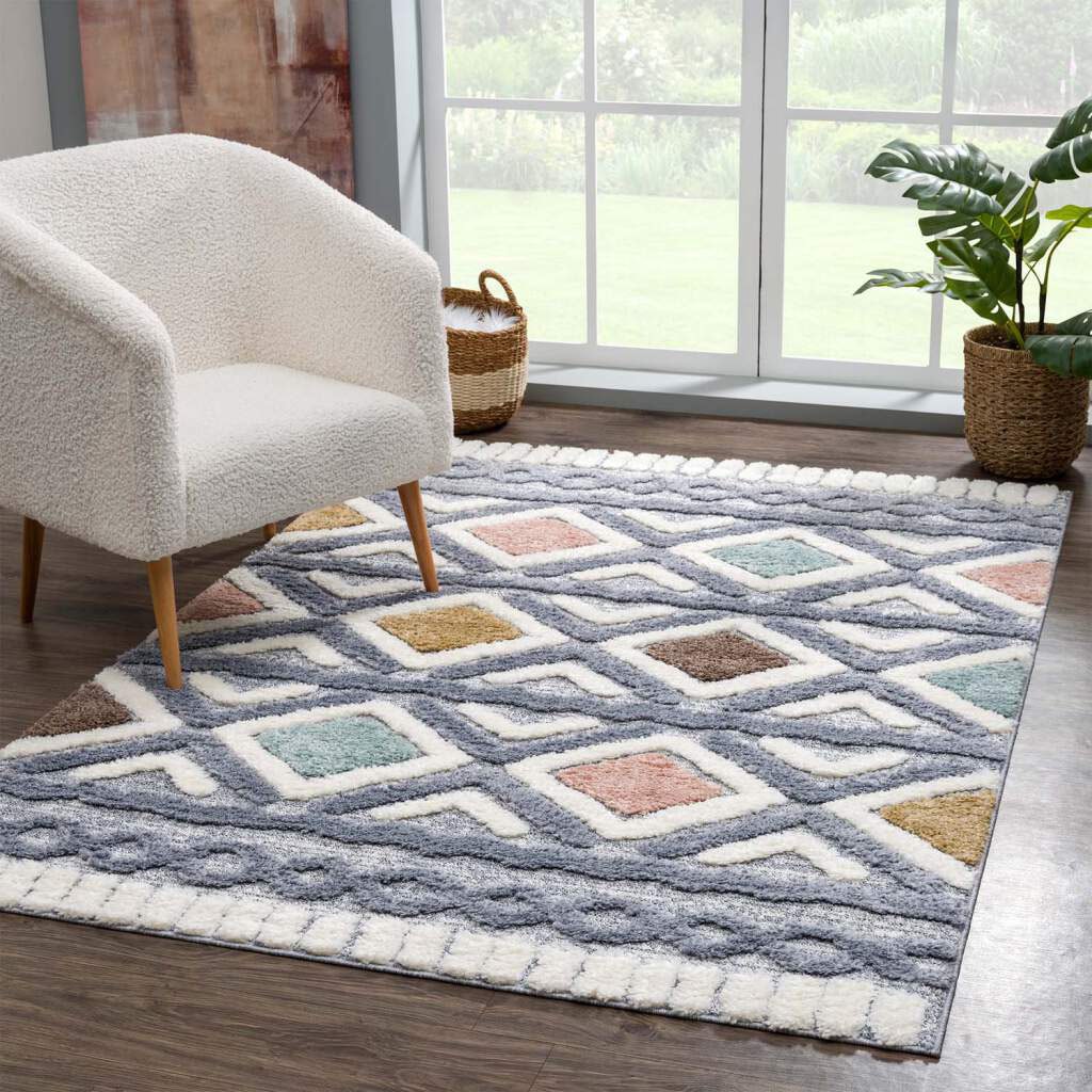 Carpet City Hochflor-Teppich »Focus 3382« rechteckig 20 mm Höhe Boho-Teppich, Hochtief-Muster/ 3D-Effekt, für Wohnzimmer, Schlafzimmer