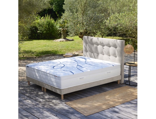 SOURCE DE REVES - Sommier 140 x 190 Sommier tapissier crème chenille bouclettes 140x190