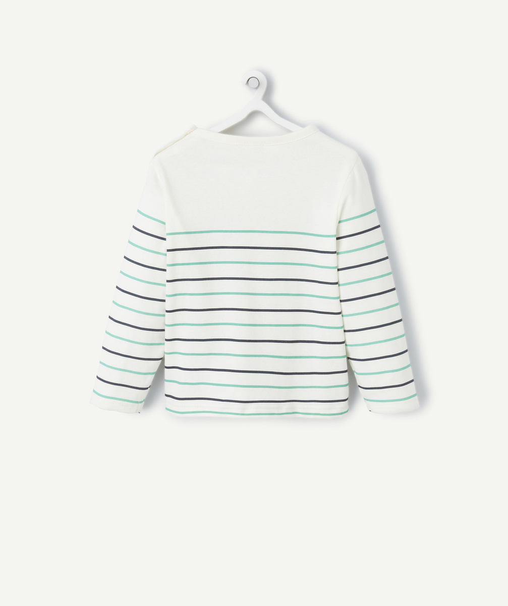 T-SHIRT BÉBÉ GARÇON EN COTON BIO IMPRIMÉ À RAYURES AVEC MESSAGE