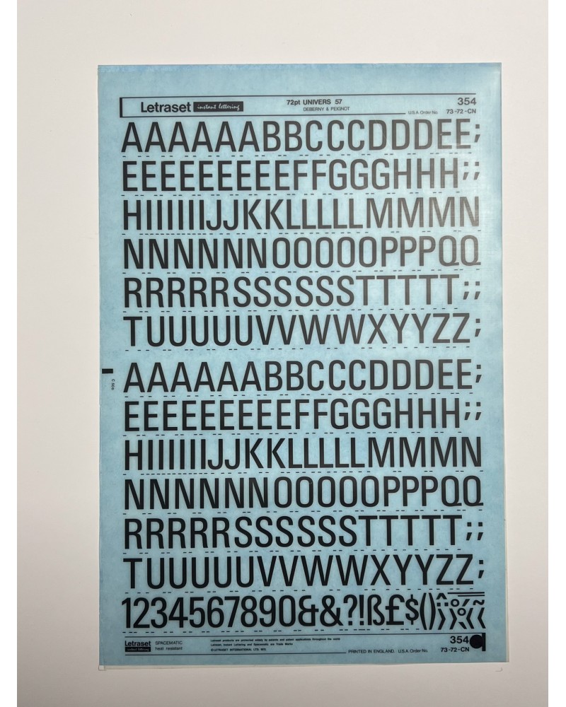 Letraset 354 - UNIVERS 57 -72pt
