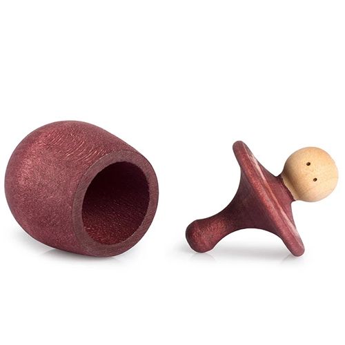 Grapat houten poppetje in bakje - rood