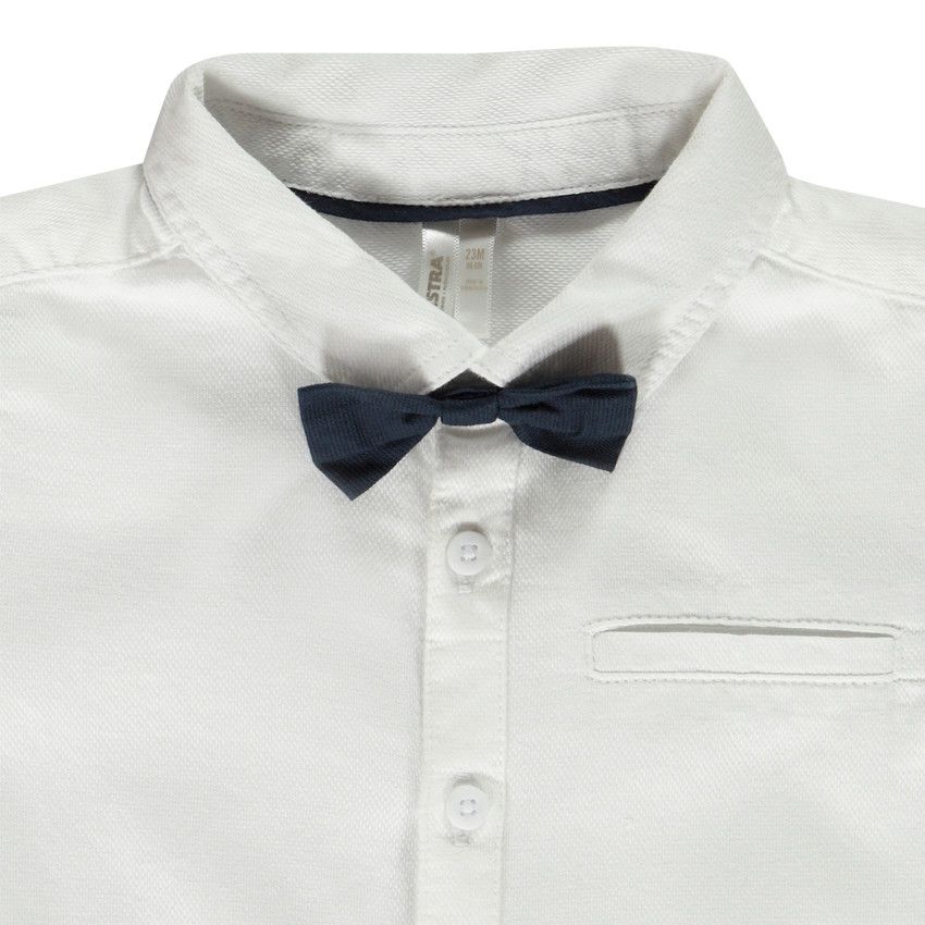Chemise de cérémonie avec nœud papillon pour bébé garçon - Blanc