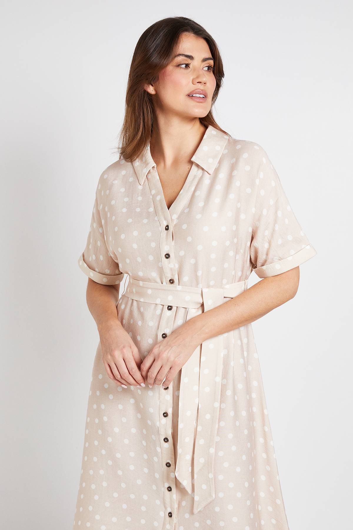 Wallis Robe Chemise D'été À Pois Avec Boutons