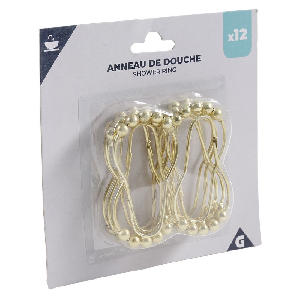Anneau de douche métal doré x12