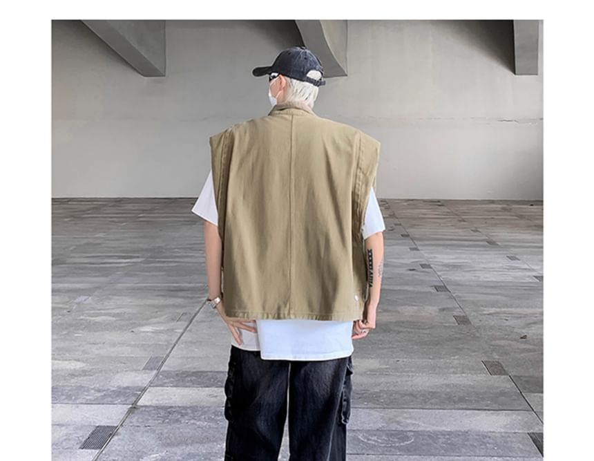 Trimecca - Versleten effen vest met rits