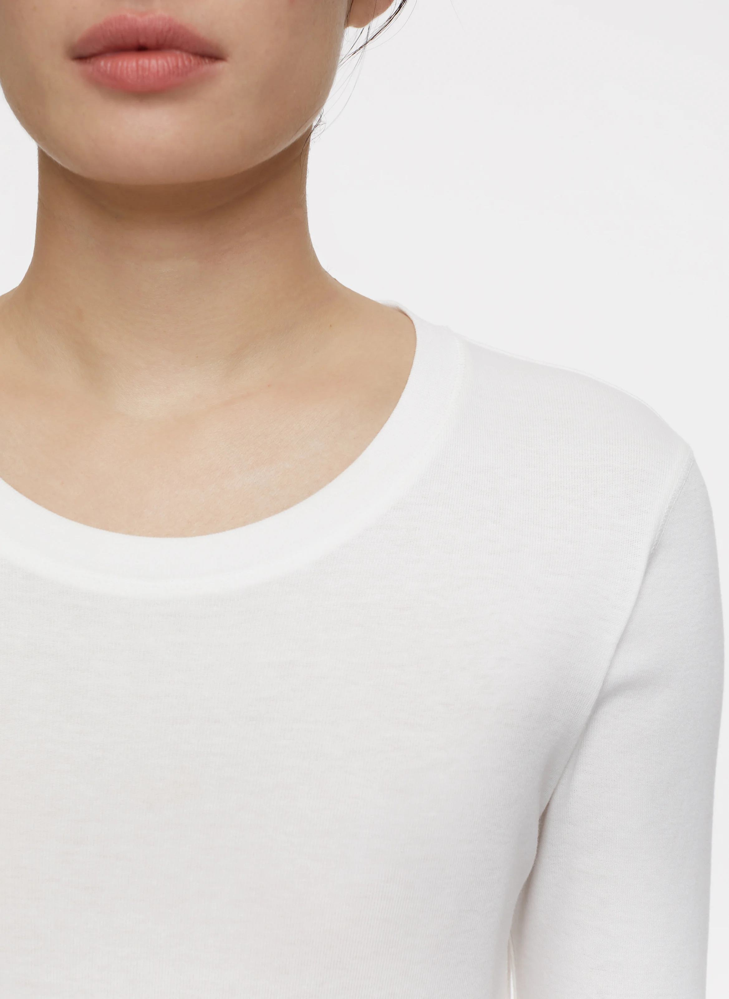 Tee-shirt col rond en coton mélangé | Beige