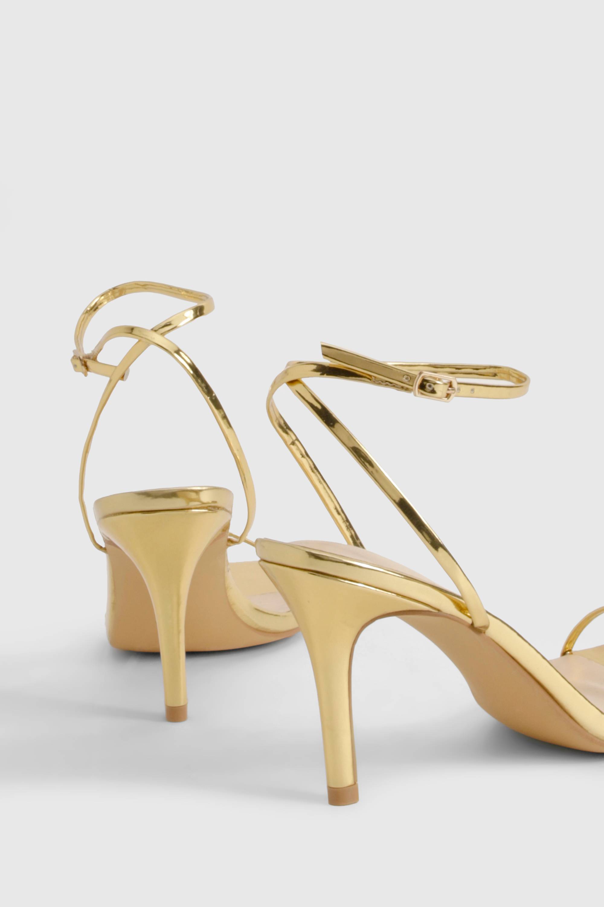 boohoo Metallic Barely There Low Stiletto Heels