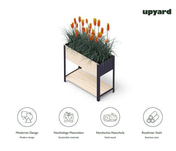 Upyard Holz-Pflanzkasten ModernBox mit Ablage,