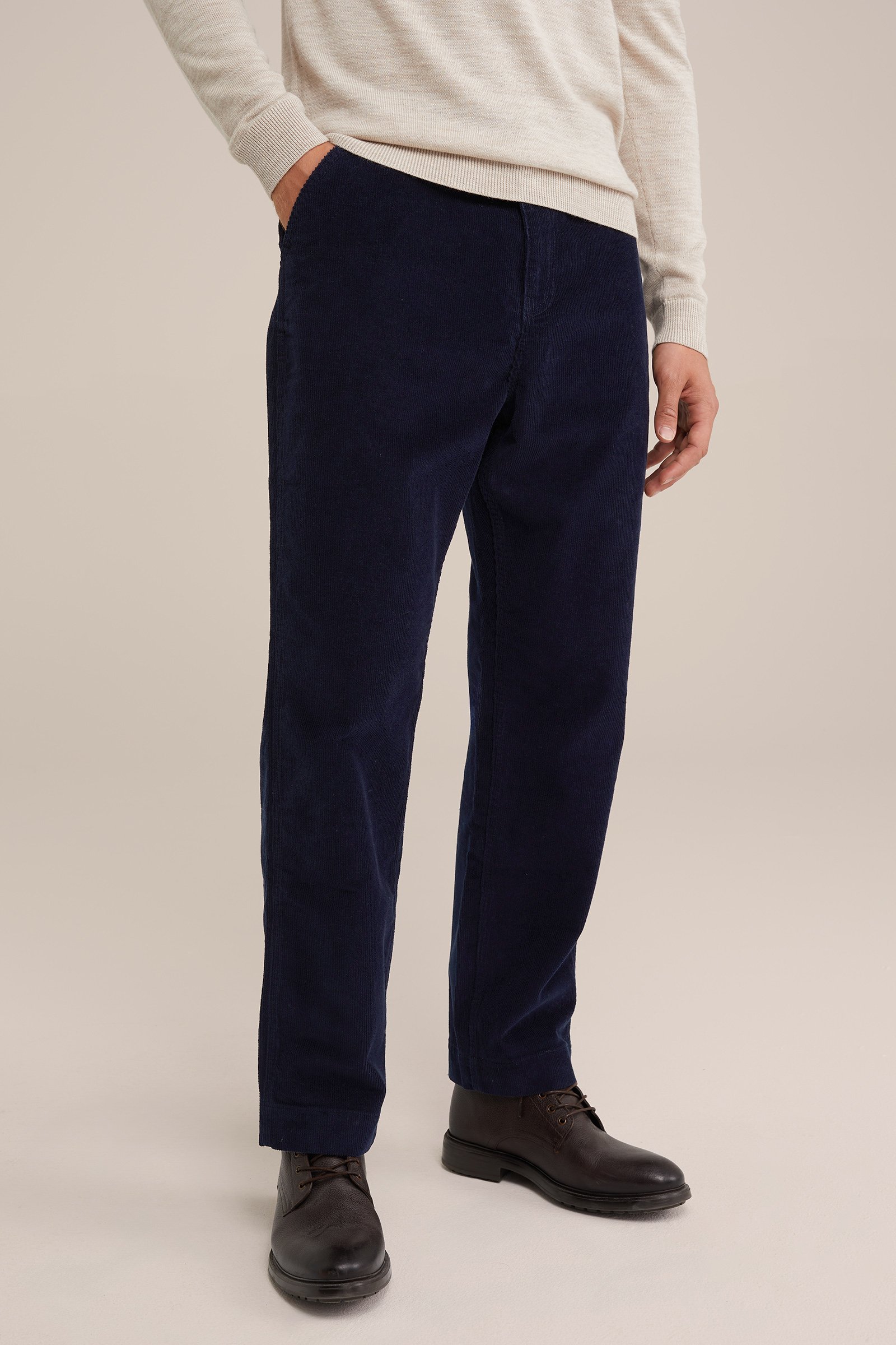 straight fit chino van corduroy Blue Ridge Donkerblauw