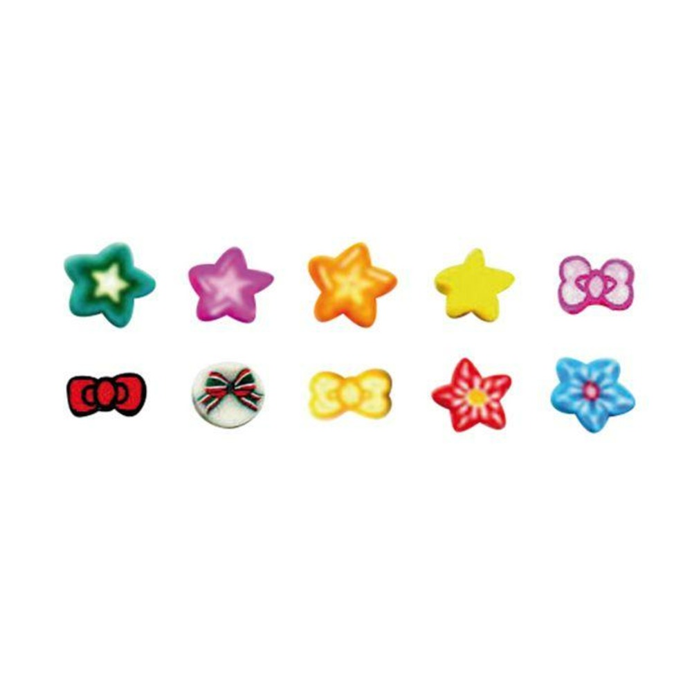 10 mini canes pâte polymère à trancher 5 x 0,5 cm - nœuds & étoiles