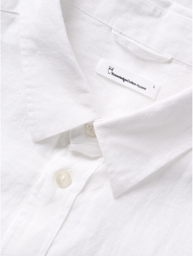 Knowledge Cotton Apparel Custom fit linen shirt GOTS/Vegan Hvid
