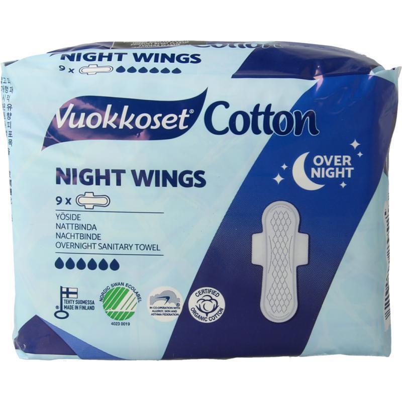 vuokkoset Maandverband Nacht Wings Organisch Katoen 9 Stuks