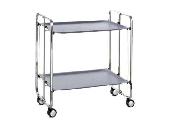 Table roulante pliante BAUHAUS, 2plateaux, châssis chromé