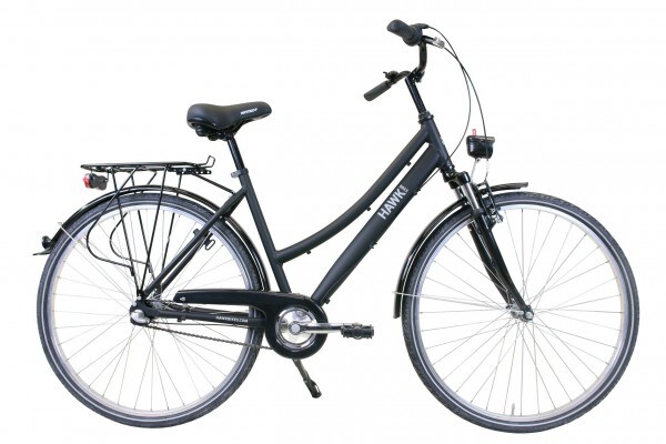 HAWK Citytrek Premium Black - Damen & Herre 28 Zoll - Leichtes Fahrrad mit 3-Gang Shimano Nabenschaltung, Felgenbremse I Allrounder