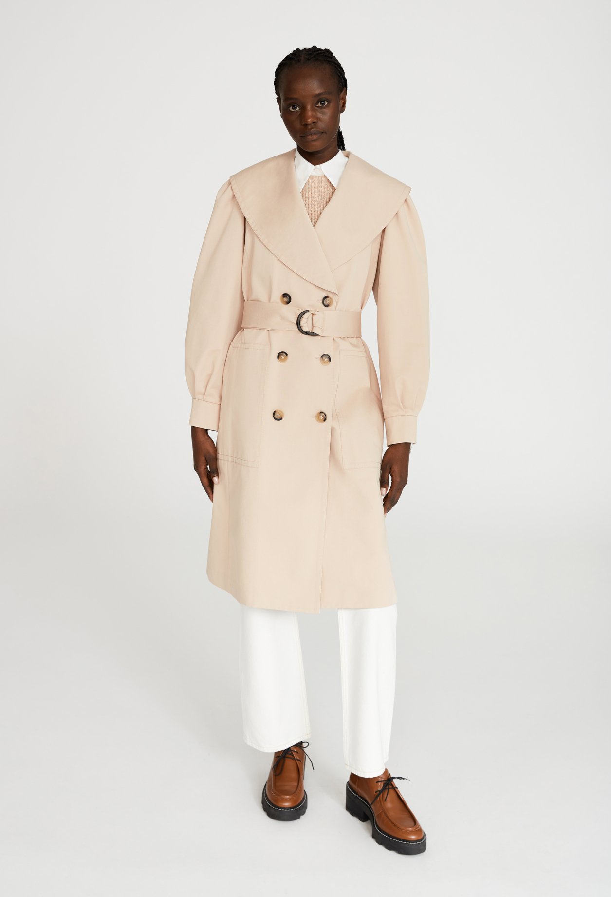 Trench beige ceinture col chale