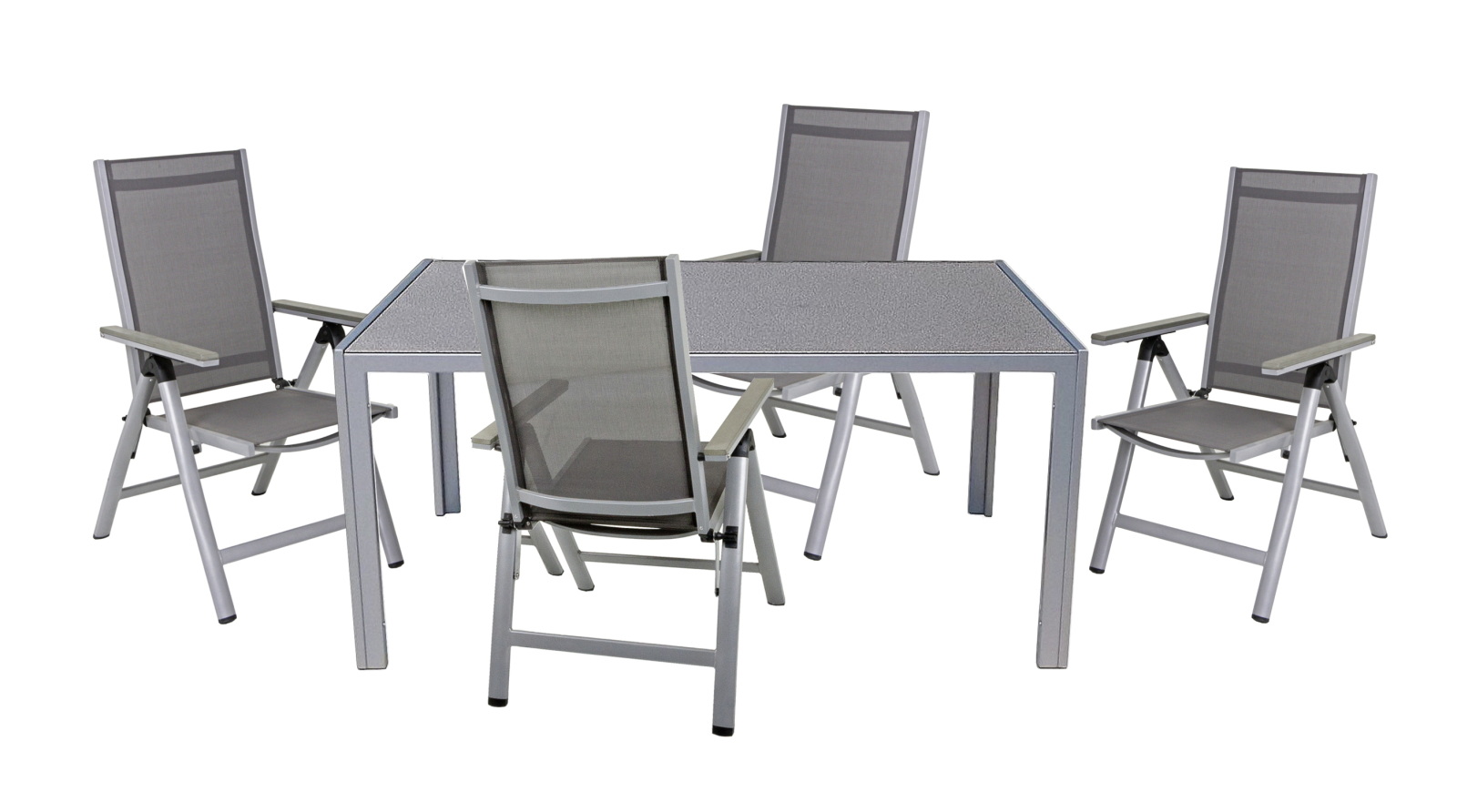 5-teilige Tischgruppe GRACE 03 - grau - Aluminium