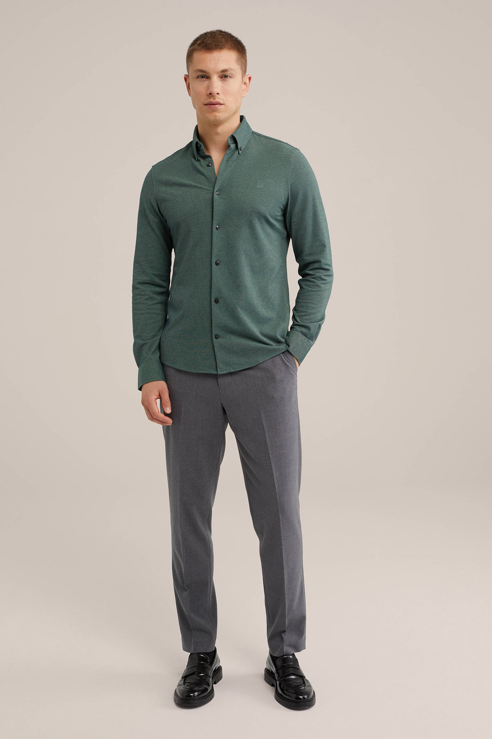 WE Fashion casual overhemd donkergroen