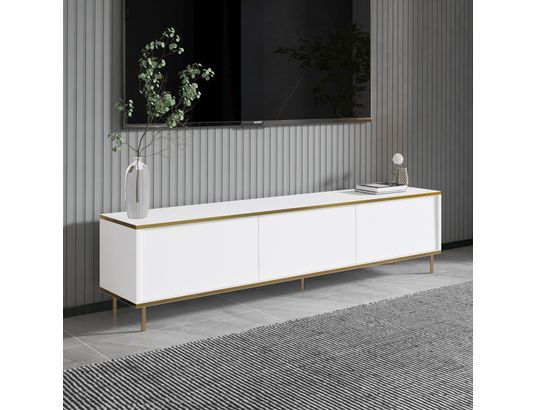 CONCEPT1 - Meuble TV Imaj blanc or 180 x 35 x h45,2 cm