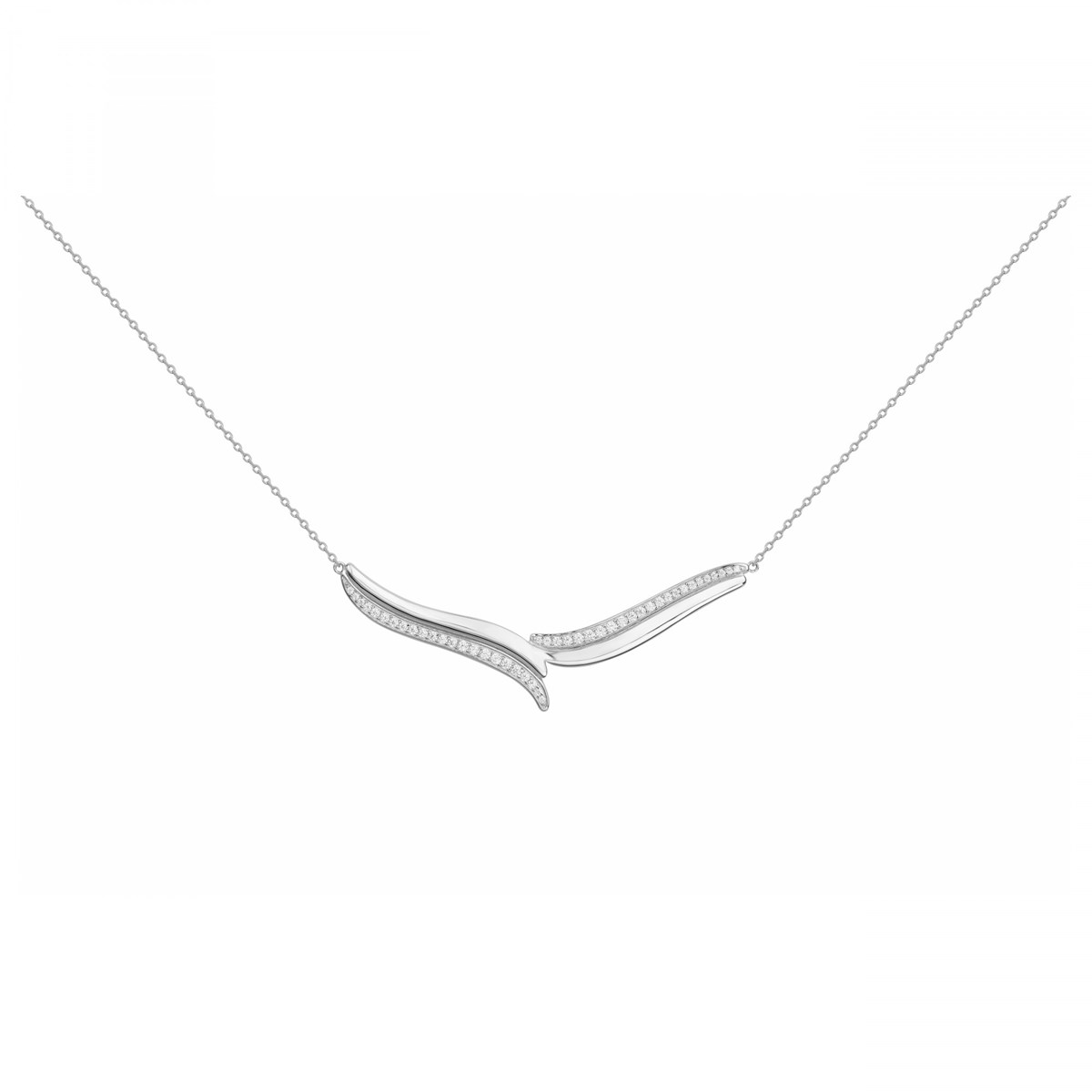 Collier mono-motif en Argent avec oxyde de zirconium blanc