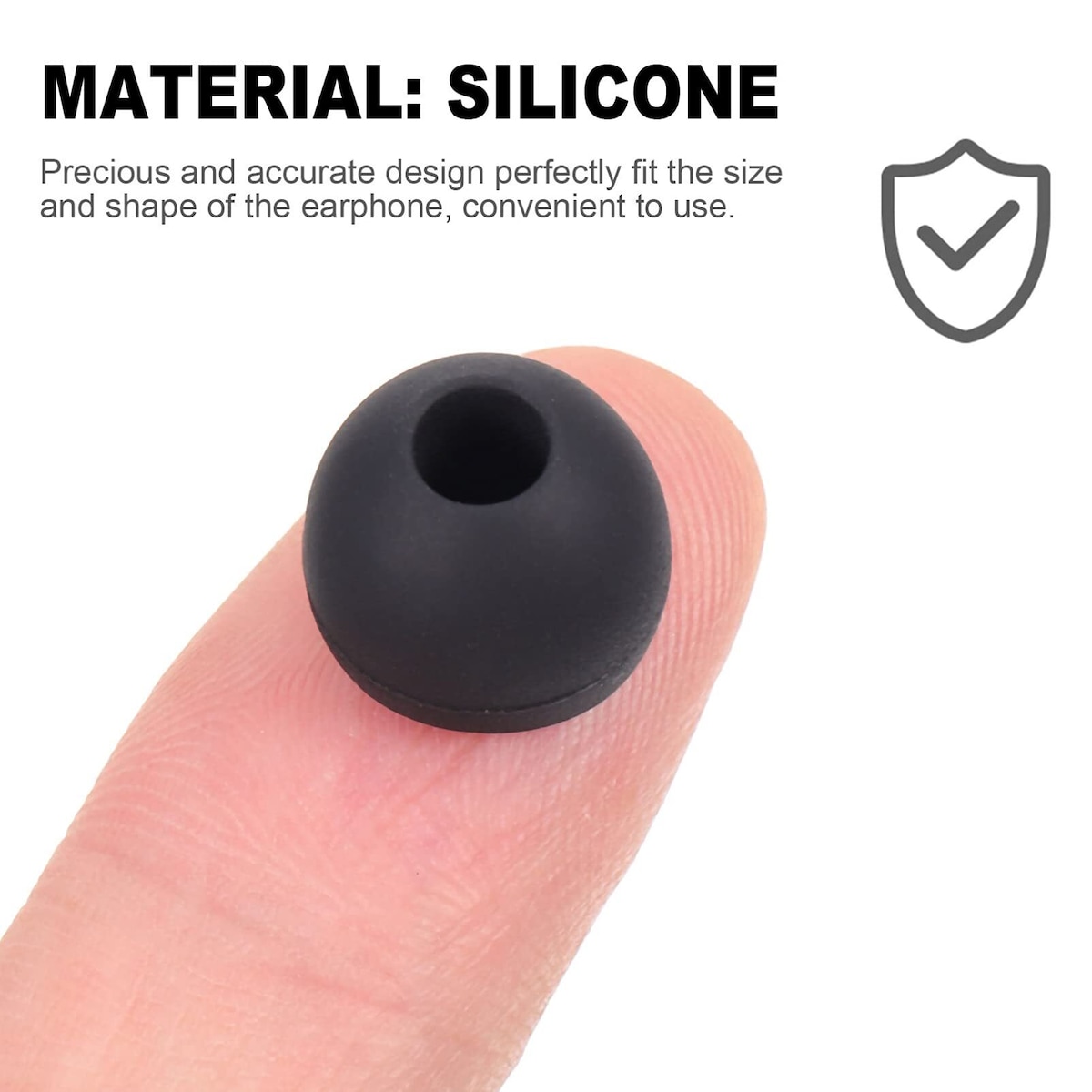 Silikon-hetter for 4,5-6 mm øreplugger, 18 par i 3 størrelser Sort