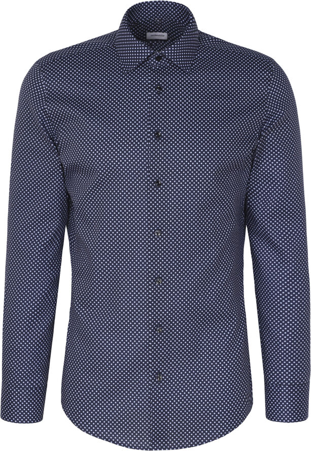Seidensticker Business Shirt Slim Long sleeve Kent-Collar Print Blue