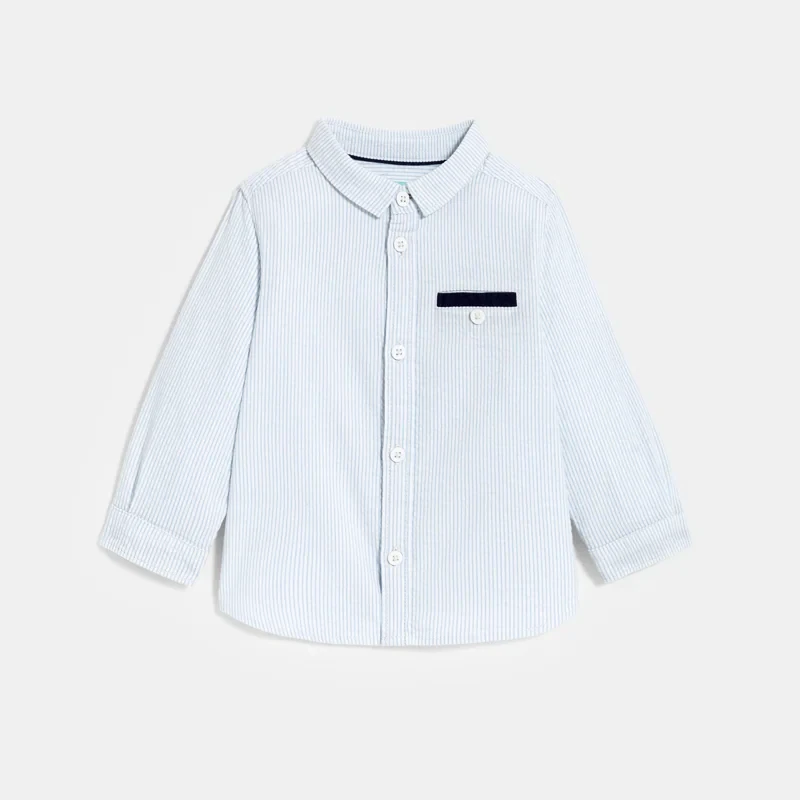 Chemise rayée en coton fantaisie bleu bébé garçon Bleu
