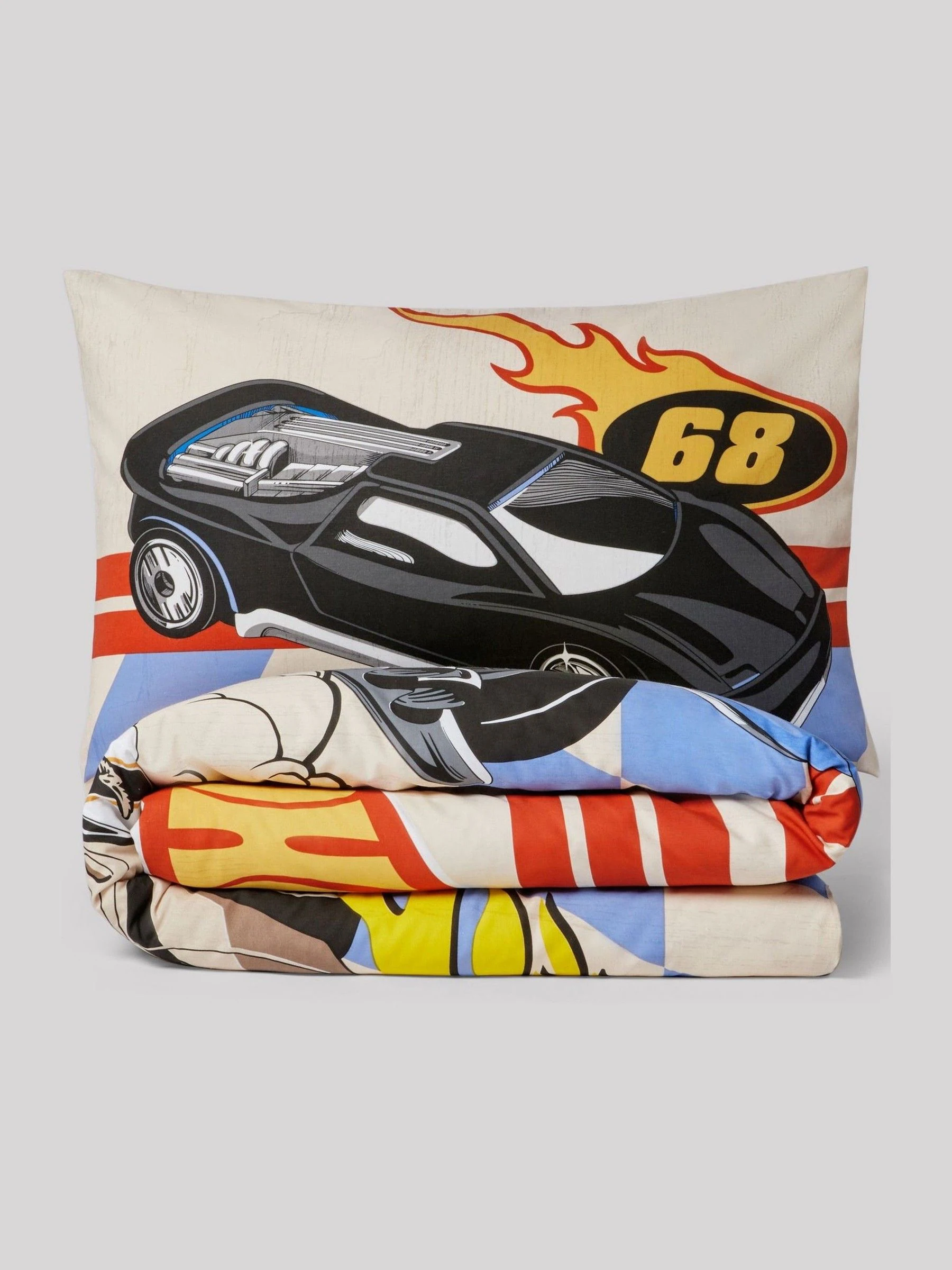 Hot Wheels omkeerbare polykatoenen dekbedovertrek- en kussensloopset voor eenpersoonsbed