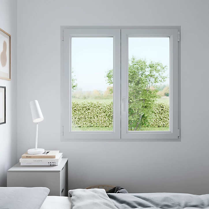Fenêtre PVC 2 vantaux oscillo-battant GoodHome blanc - l.100 x h.115 cm