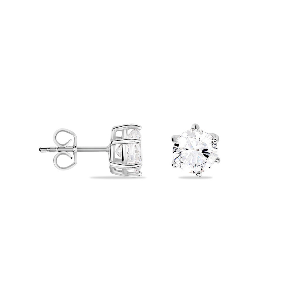 Boucles D'oreilles Puces Kylianna Argent Blanc Oxyde De Zirconium