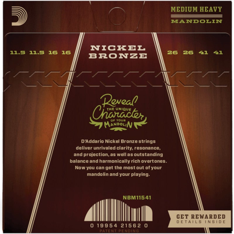 D'Addario NBM11541 Nickel Bronze Medium Heavy 11,5-41 snaren voor mandoline