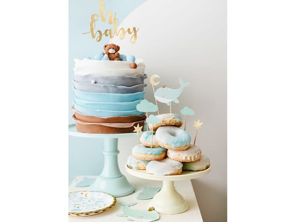 PartyDeco KPM29, Cupcake, Blå, Guld, Vuxen, Unisex, Temafest, 7 styck
