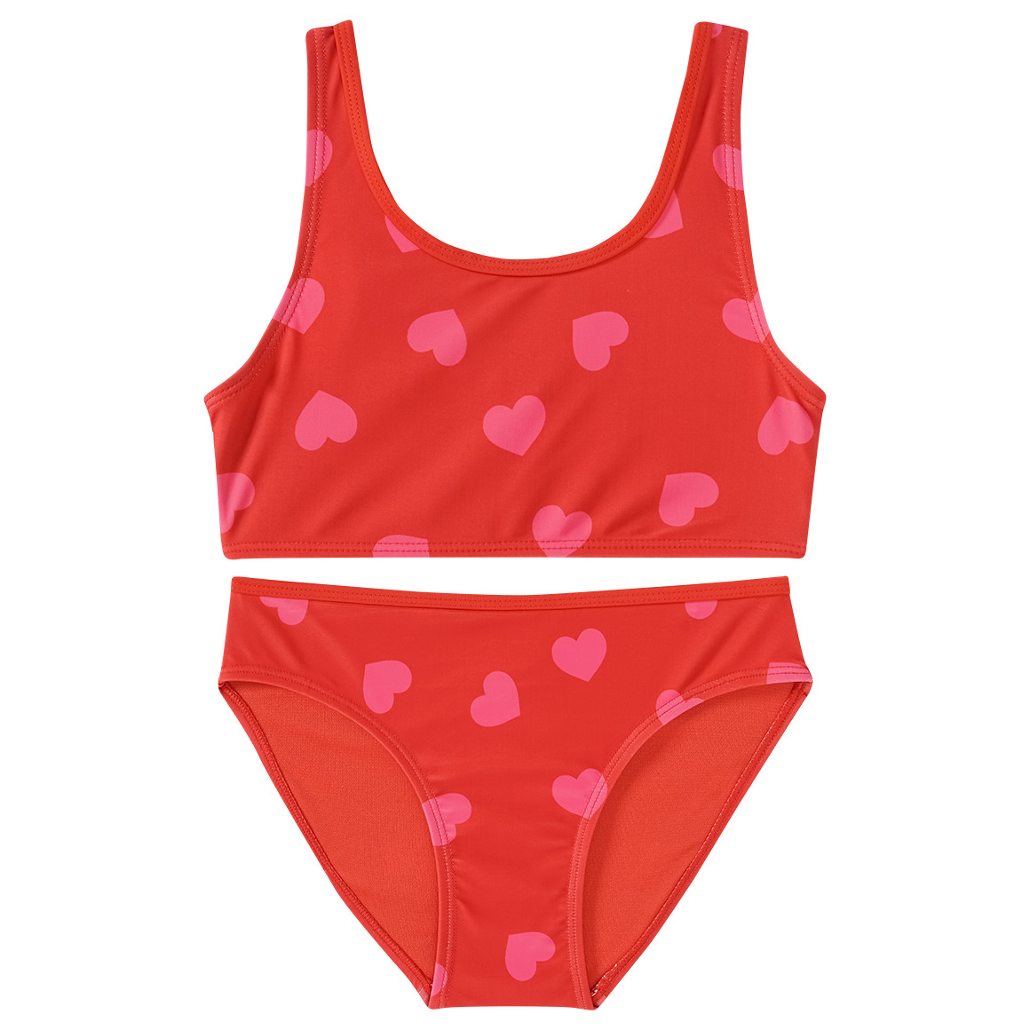 Famy Mädchen Bikini mit Herz-Allover rot