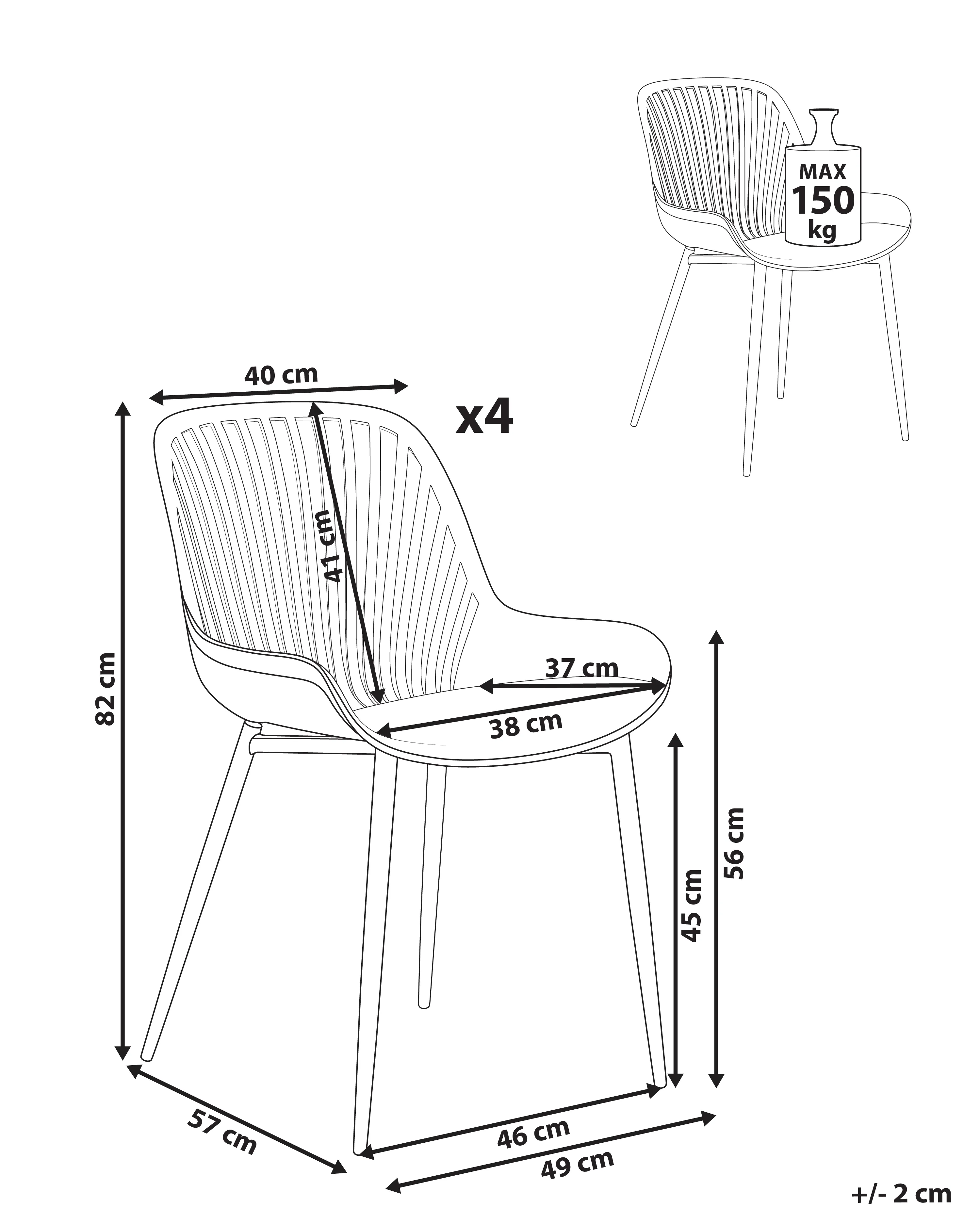 Set van 4 eetkamerstoelen KLEVE Wit