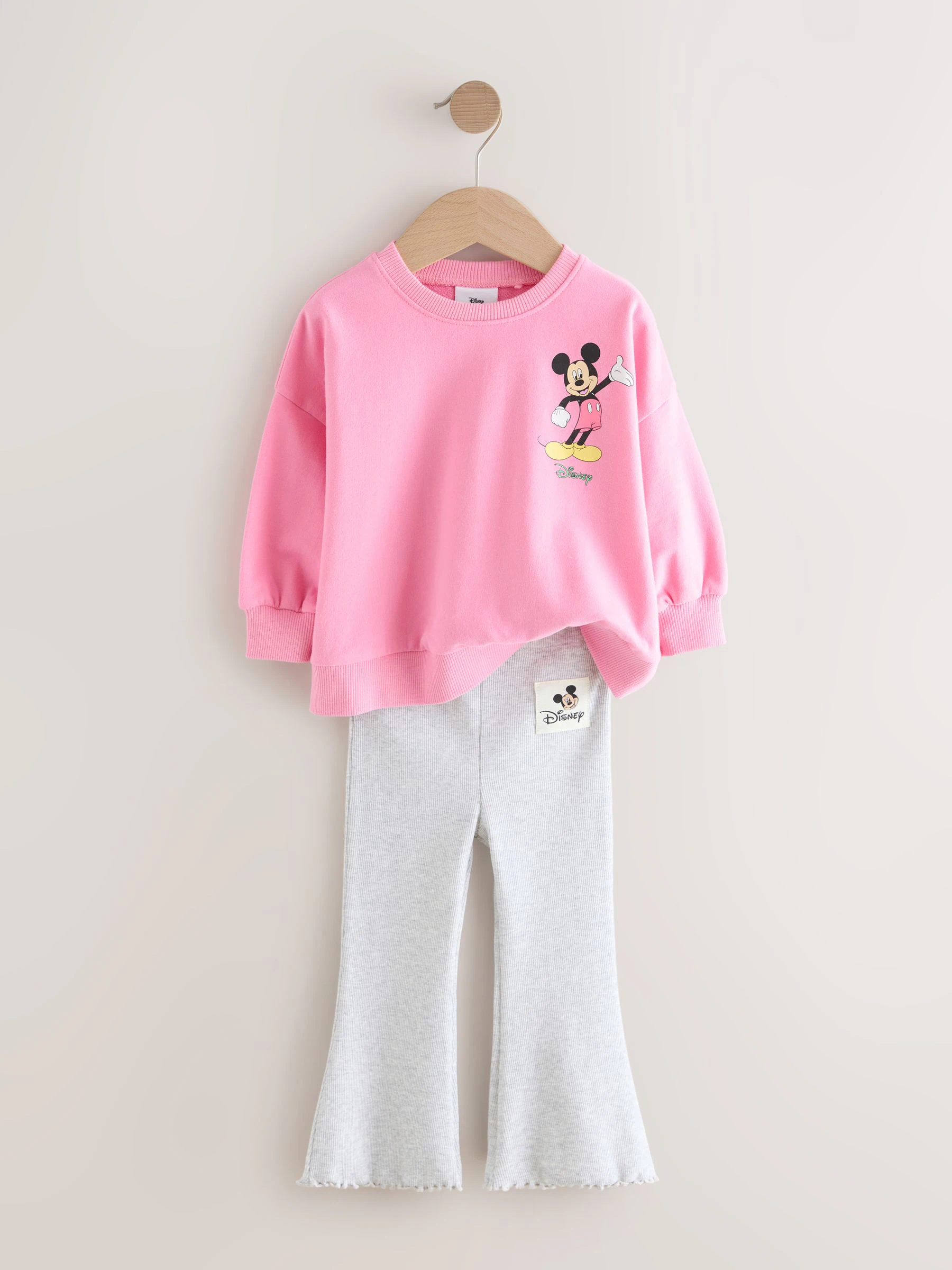 Roze - Disney Mickey Mouse and Friends set met lange mouwen top en uitlopende rok (3mnd-7jr)