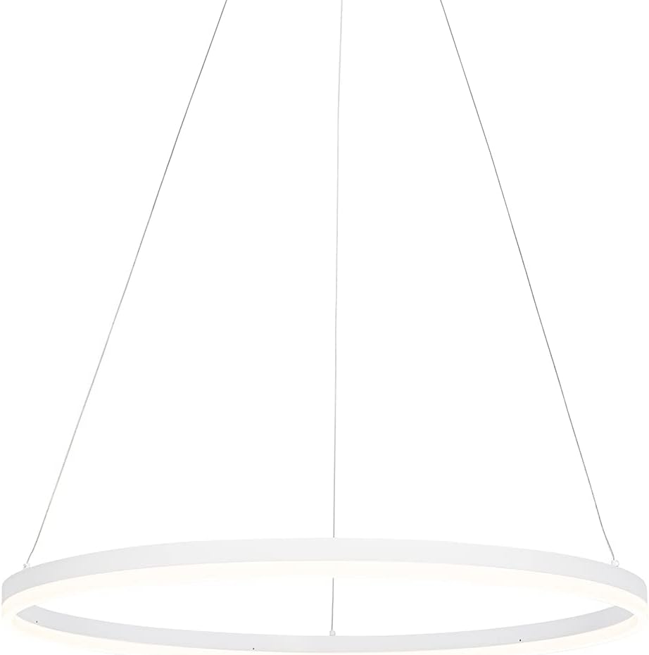 Qazqa - Modern Design-Hängelampe I Pendellampe I Pendelleuchte weiß 80 cm inkl. LED 3-stufig dimmbar - Anello Dimmer I Dimmbar I Wohnzimmer I Schlafzimmer - Aluminium Rund - I LE