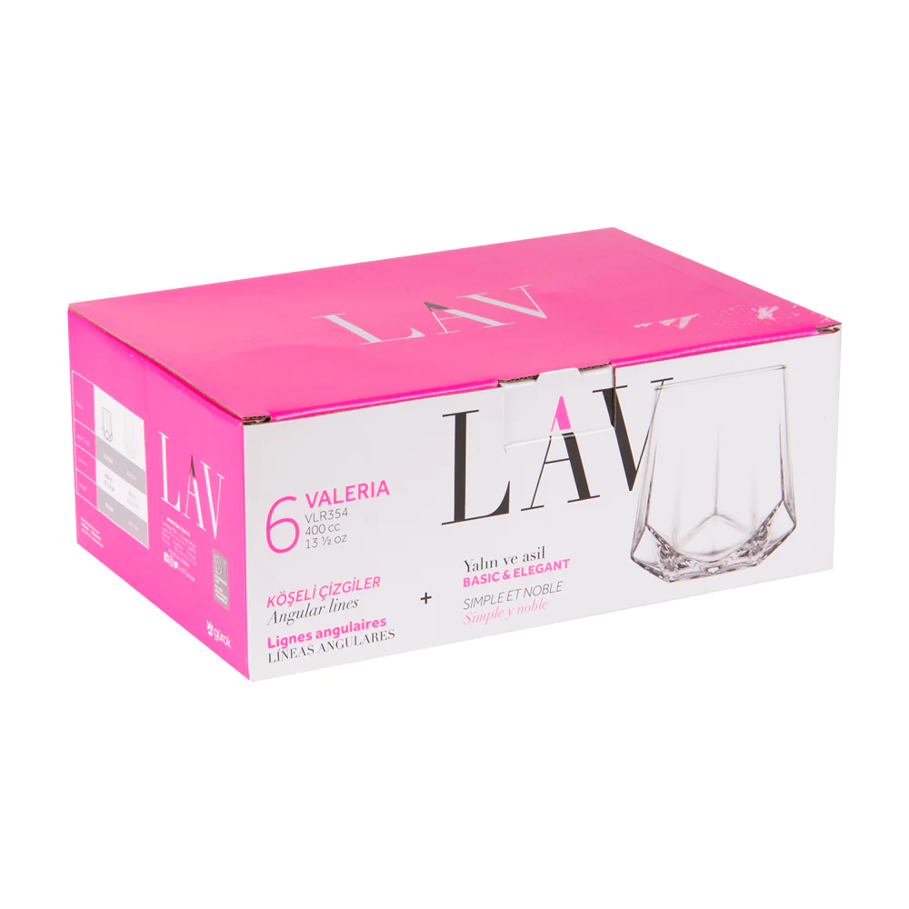 Boîte de 6 gobelets bas Valéria 40 cl LAV