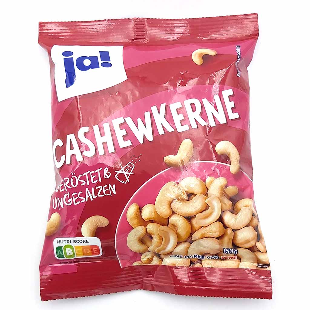 ja! Cashewkerne geröstet & ungesalzen 150g MHD:6.8.25