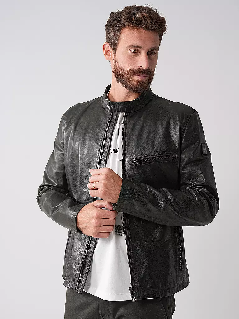 BELSTAFF Lederjacke LEGACY PEARSON dunkelgrün