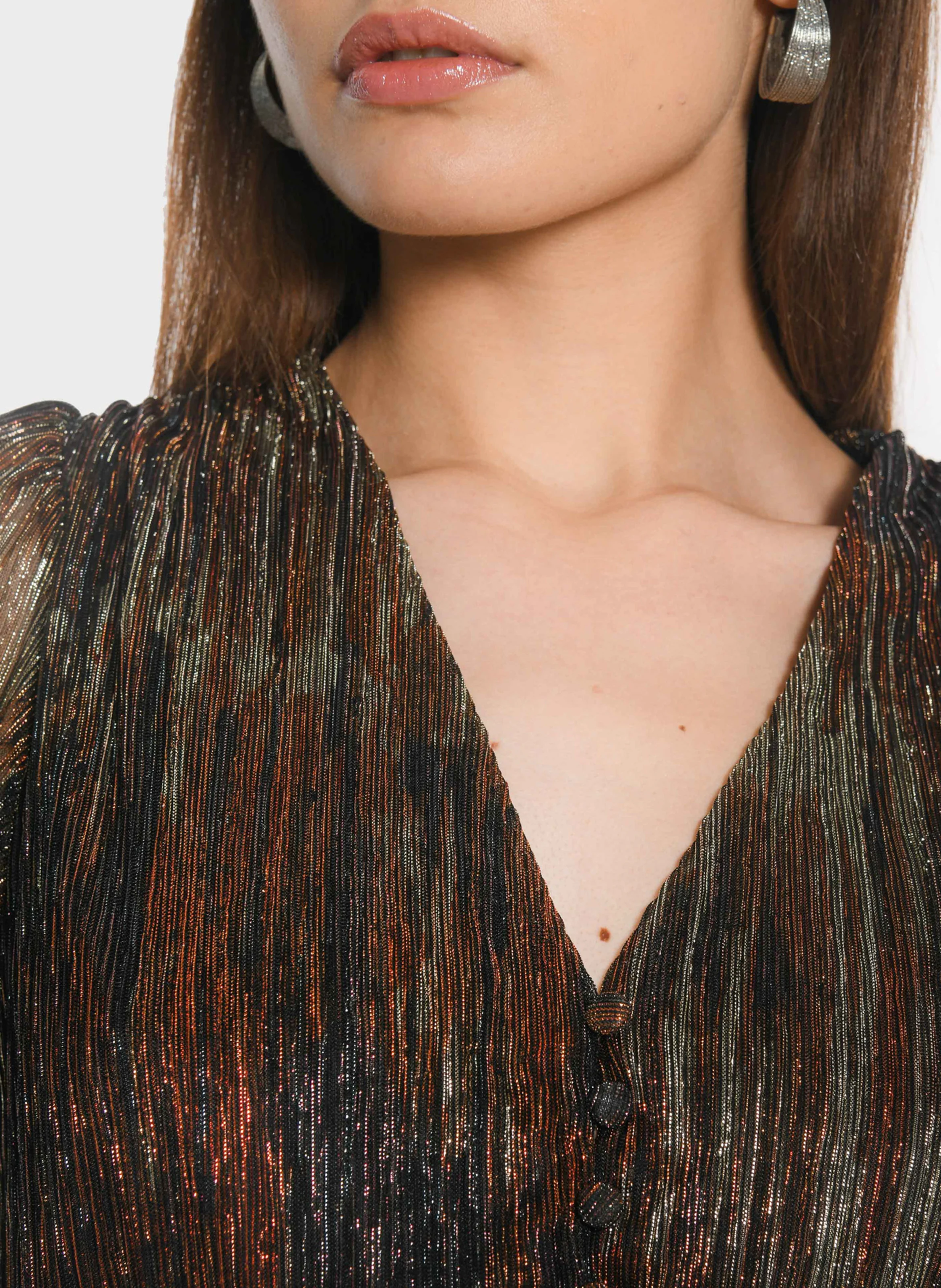 JANET - Blouse col v scintillant | Doré