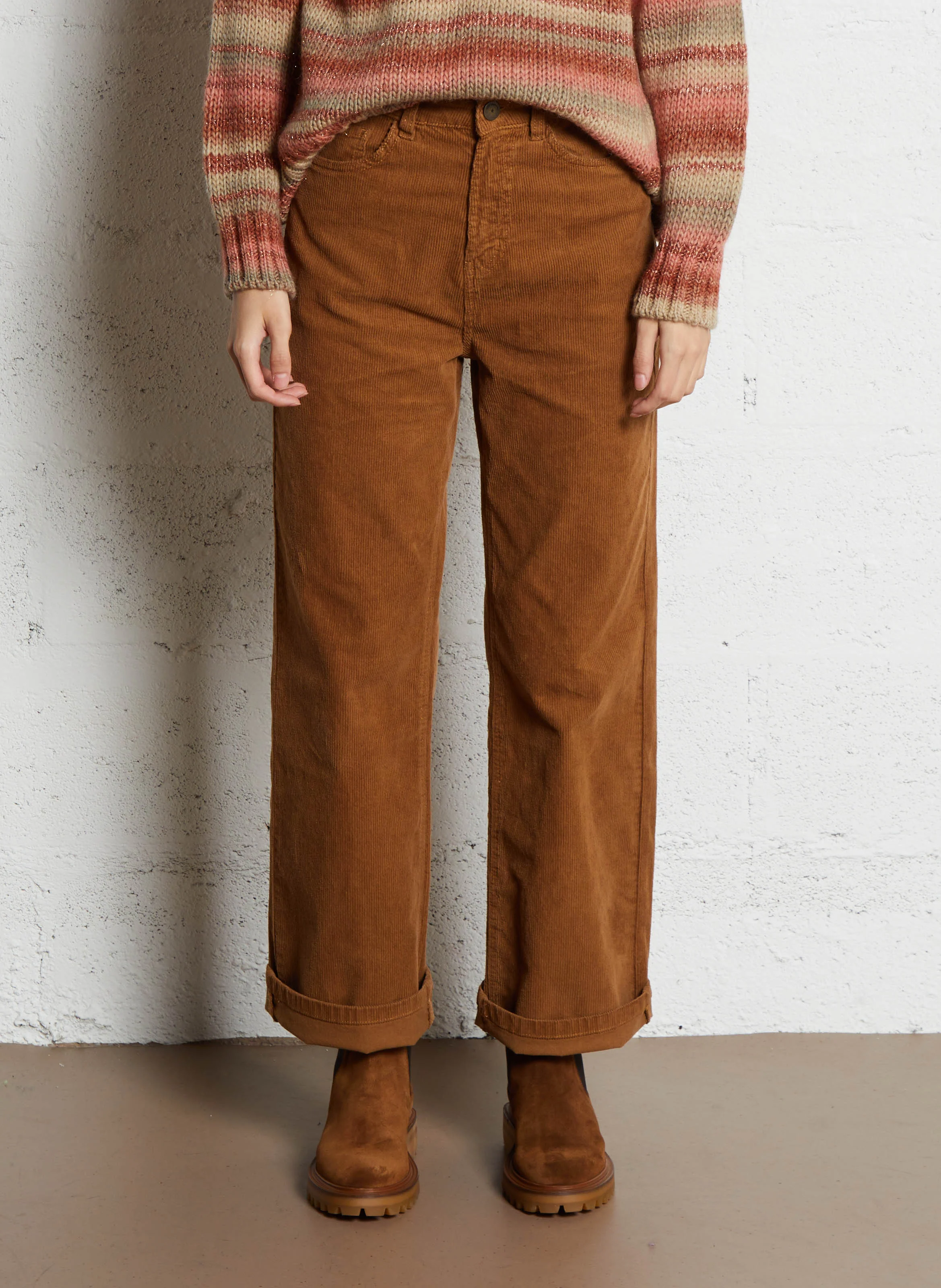 PALOMA - Pantalon en velours côtelé | Marron